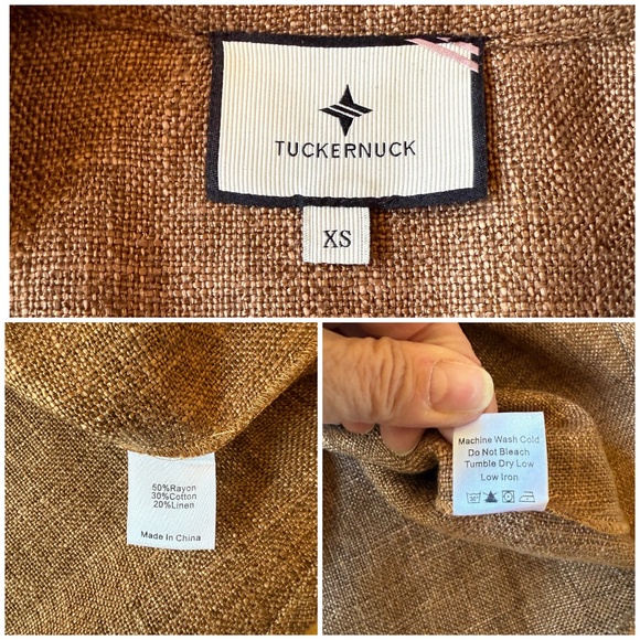 TUCKERNUCK AMELIA BASKET WEAVE SHIRT DRESS SWING SHAPE 3/4 SLEEVE POCKETS NEW XS - Picture 11 of 11